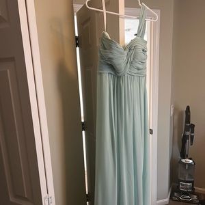 Bill Levkoff Mint Blue Long Bridesmaid Dress.  Size 6